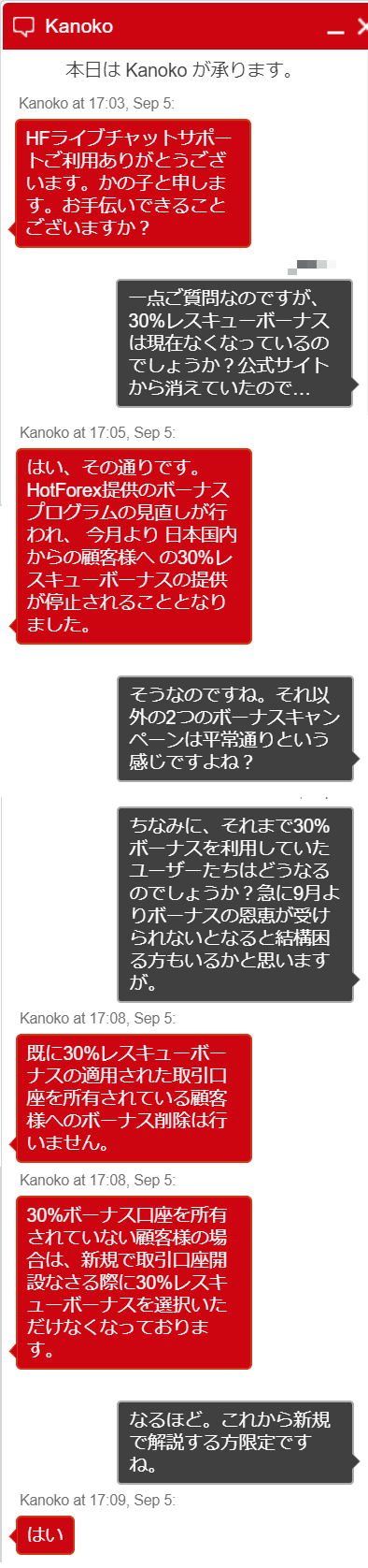 HOTForexのチャットログ