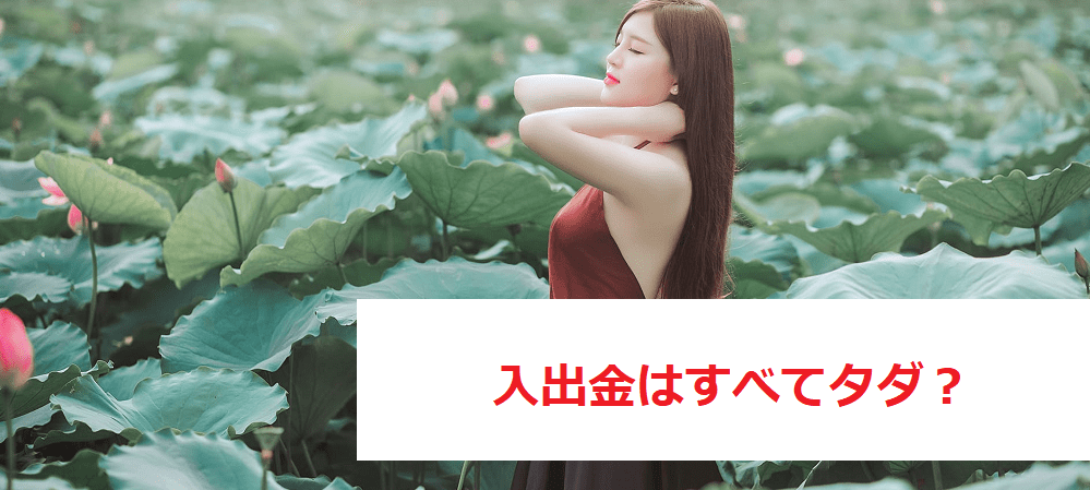 入出金の手数料が無料（タダ）